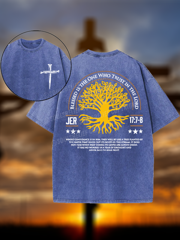 Blessed Is The One Who Trust In The Lord Jesus God Christian Washed T-Shirt