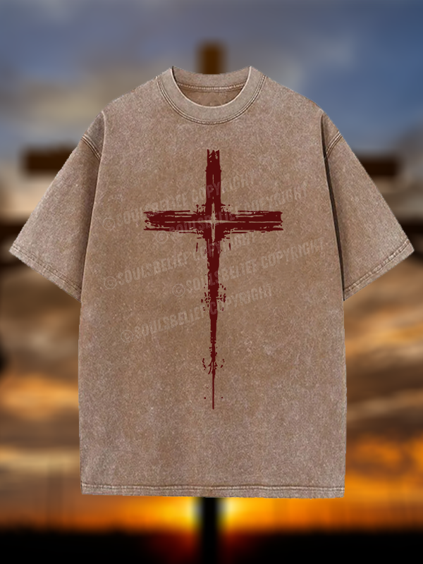 Light of Cross Jesus God Christian Washed T-Shirt