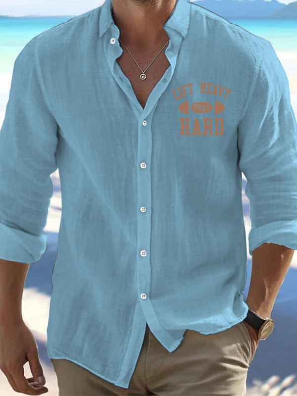 Lift Heavy Pray Hard Christian Resort Casual Shirt