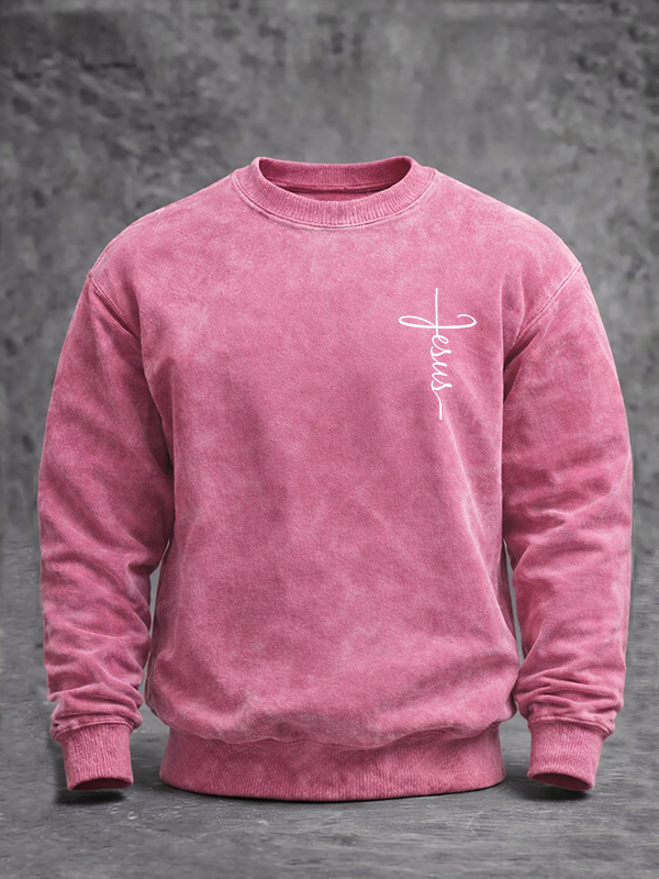 Jesus Cross Jesus God Christian Washed Sweatshirt