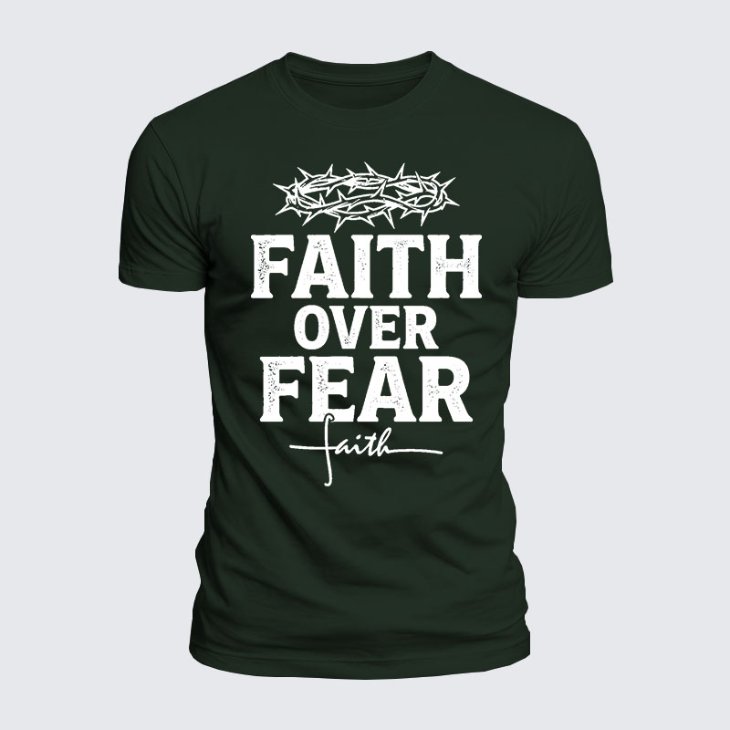 Faith Over Fear Jesus God Christian  – Luxe Mercerized Interlock Cotton Tee