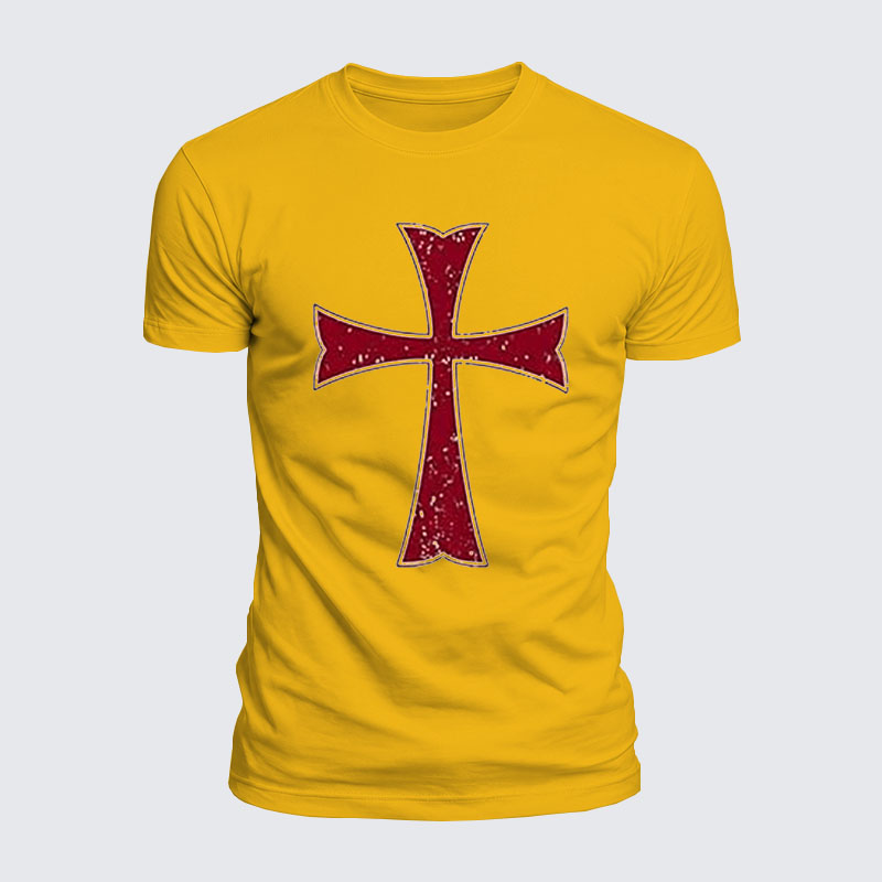 Knights Templar Crusader Cross Jesus God Christian  – Luxe Mercerized Interlock Cotton Tee