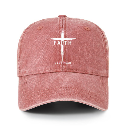 Heritage Washed Cap - Faith Over Fear Cross