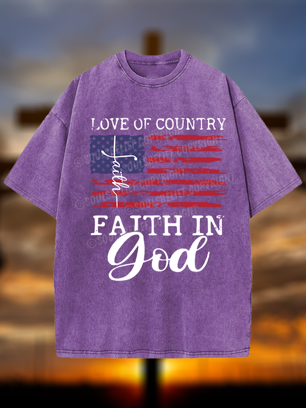 Faith In God Christian Washed T-Shirt