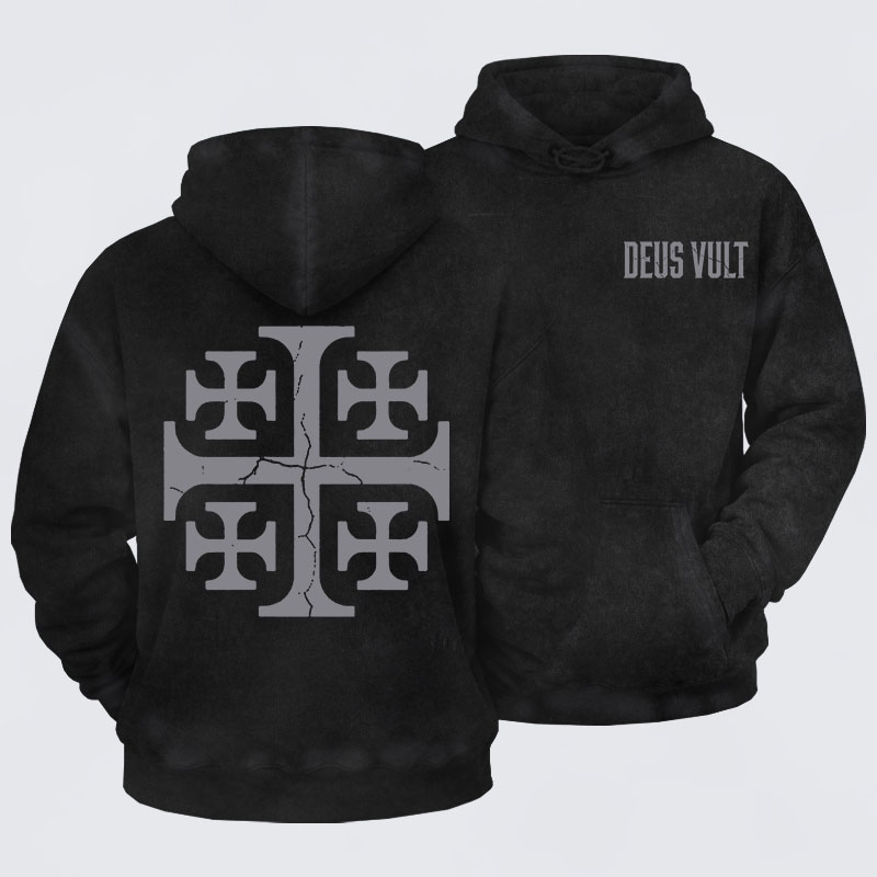 Washed Hoodie - Deus Vult
