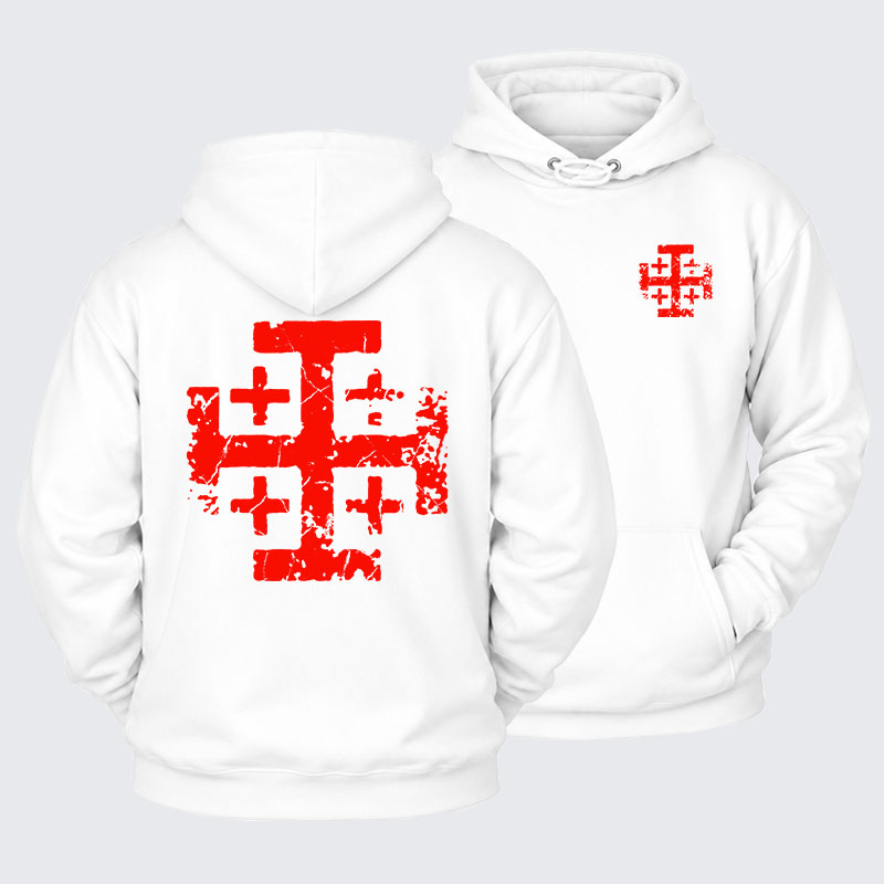 Plush Fleece-Lined Hoodie - Knights Templar Jerusalem Cross