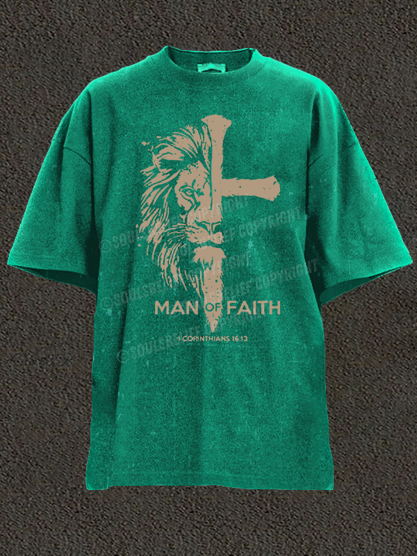 Man of Faith Christian Washed T-Shirt