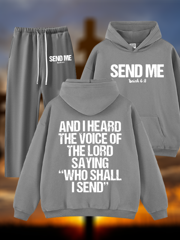 Send Me Isaiah 6:8 Jesus God Christian Plush Fleece-Lined Hoodie Set