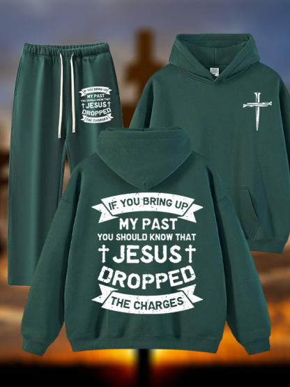 Jesus Dropped The Charges Jesus God Christian Plush Fleece-Lined Hoodie Set