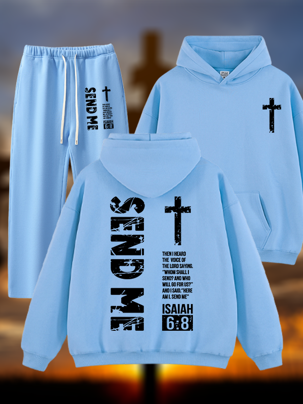 Send Me Isaiah 6:8 Jesus God Christian Plush Fleece-Lined Hoodie Set