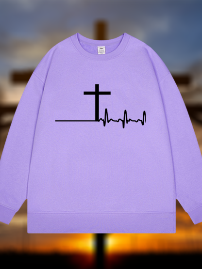 ECG Cross Jesus God Christian Sweatshirt