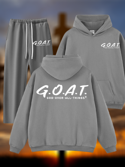 God Over All Things Jesus God Christian Plush Fleece-Lined Hoodie Set