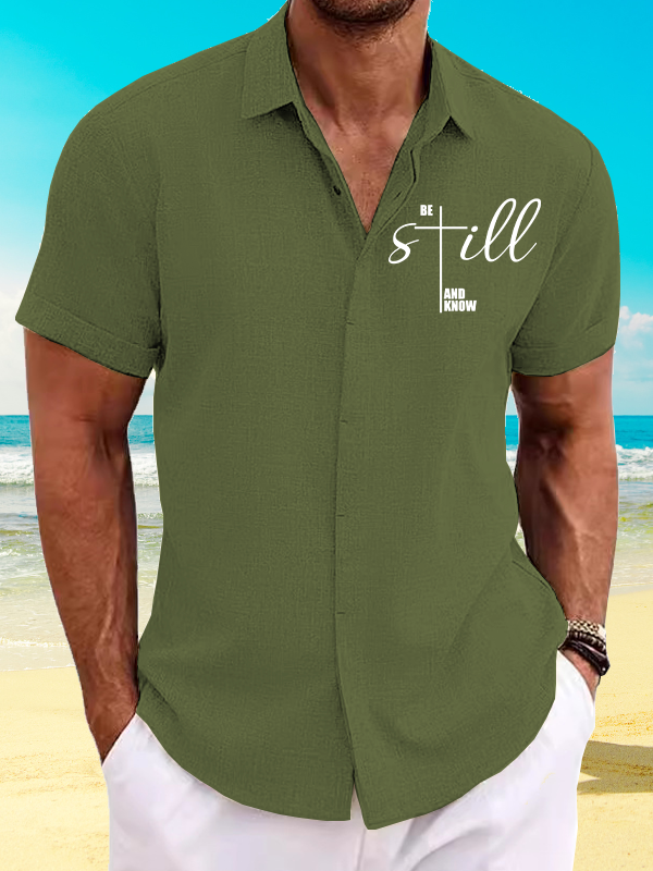 Be Still And Know Cross Jesus God  Christian Short Sleeve Shirt