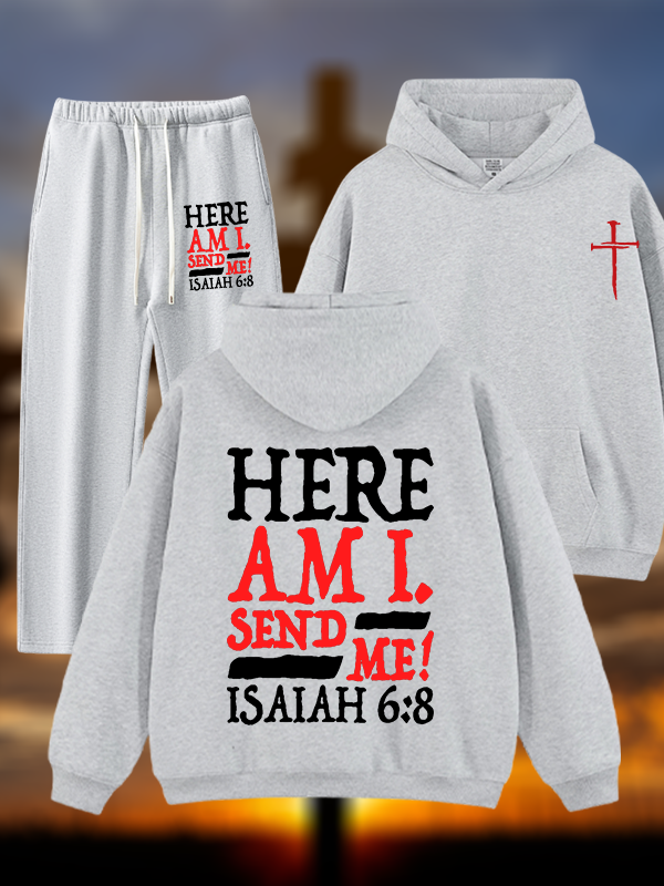 Isaiah 6:8 Send Me! Jesus God Christian Plush Fleece-Lined Hoodie Set