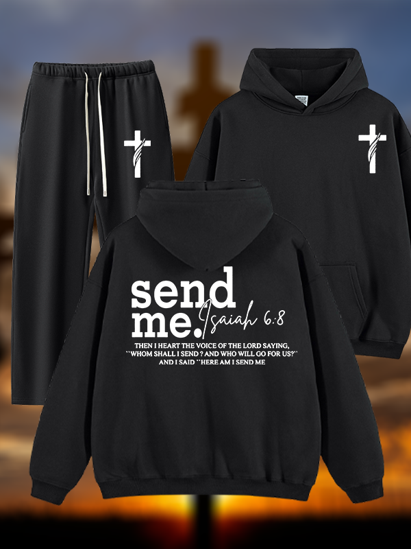 Send Me Isaiah 6:8 Jesus God Christian Plush Fleece-Lined Hoodie Set