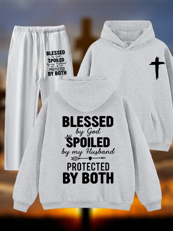 God Bless Jesus God Christian Plush Fleece-Lined Hoodie Set