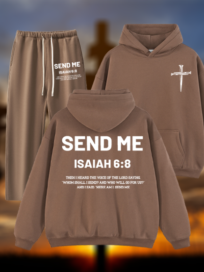 Send Me Jesus God Christian Plush Fleece-Lined Hoodie Set