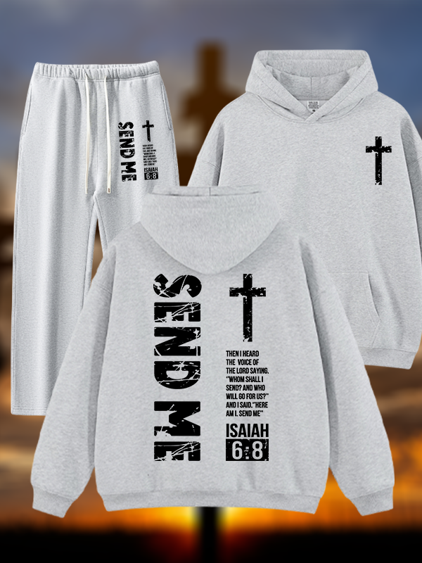 Send Me Isaiah 6:8 Jesus God Christian Plush Fleece-Lined Hoodie Set