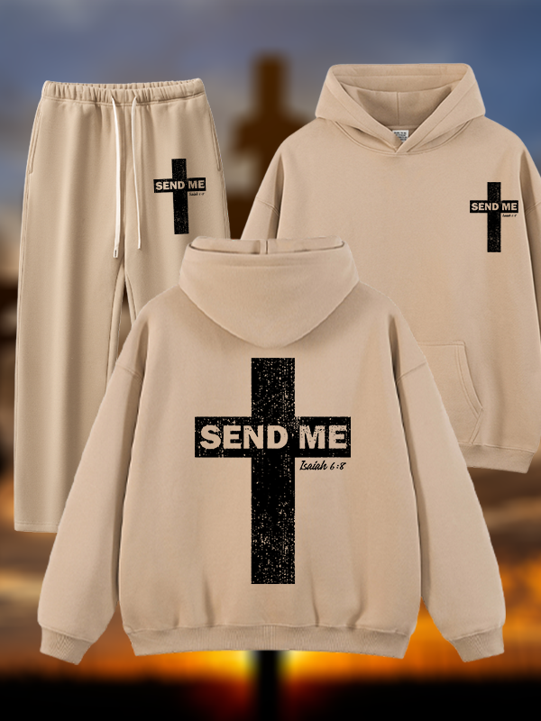 Send Me Isaiah 6:8 Jesus God Christian Plush Fleece-Lined Hoodie Set