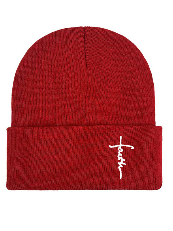 Embroidery Faith Cross Warm Beanie Cold hat