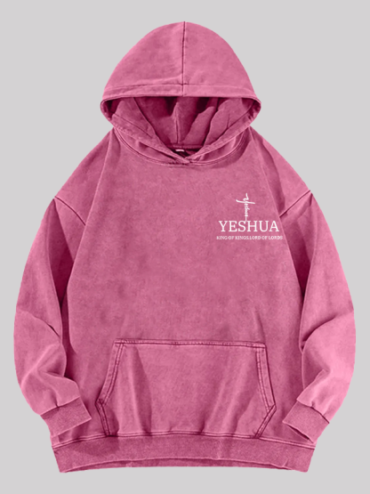 Yeshua King Of Kings Lord Of Lords Jesus God Christian Washed Hoodie