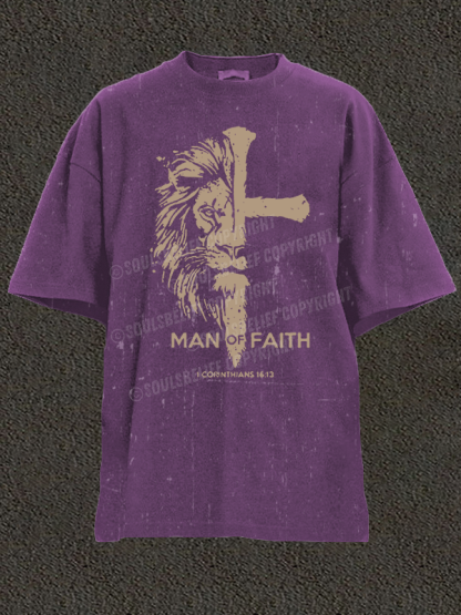 Man of Faith Christian Washed T-Shirt