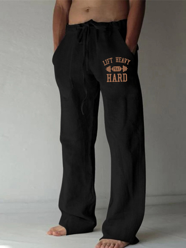 Lift Heavy Pray Hard Christian Beach Pants