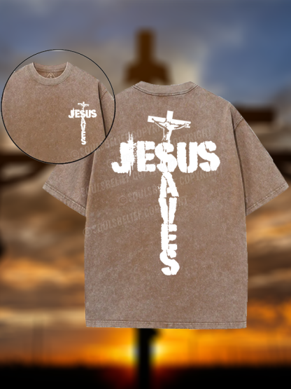 Jesus Saves Christian Washed T-Shirt