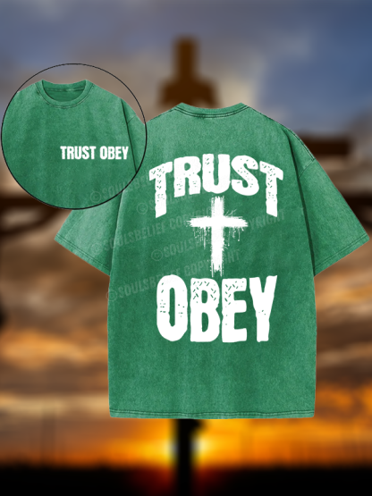 Trust Obey Christian Washed T-Shirt
