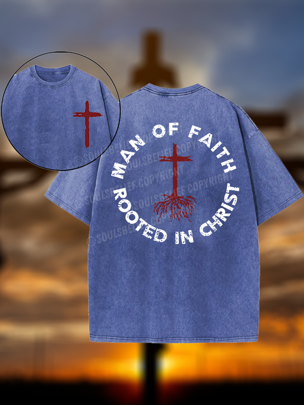 Man of Faith Christian Washed T-Shirt