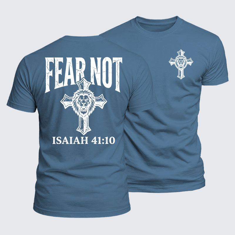 Fear Not Isaiah 41:10 Jesus God Christian  – Luxe Mercerized Interlock Cotton Tee