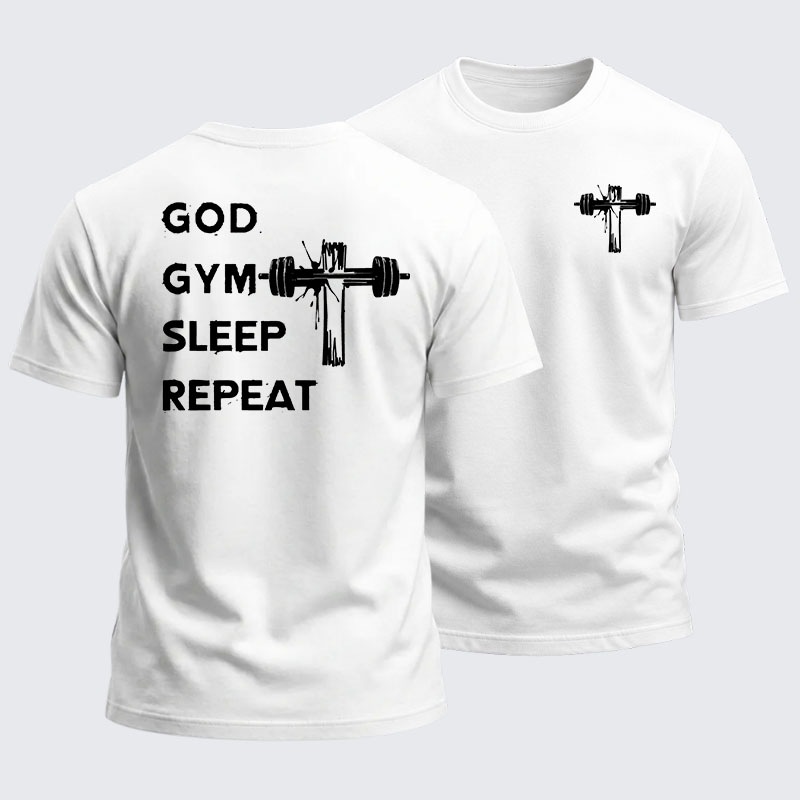 Heavyweight Cotton Tee -God Gym Sleep Repeat