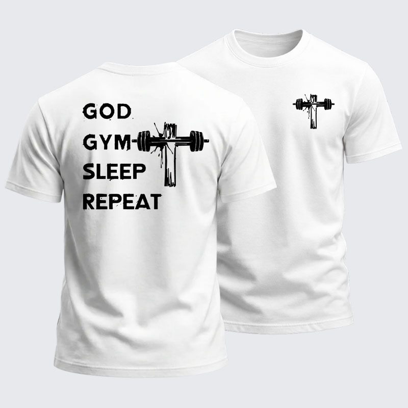 Heavyweight Cotton Tee -God Gym Sleep Repeat