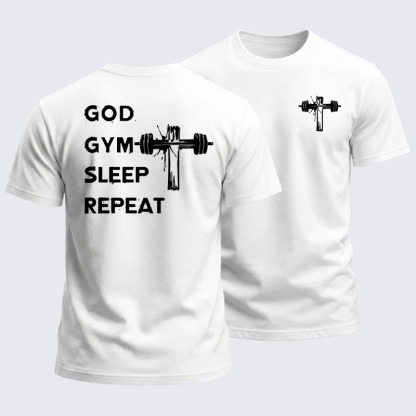 Heavyweight Cotton Tee -God Gym Sleep Repeat