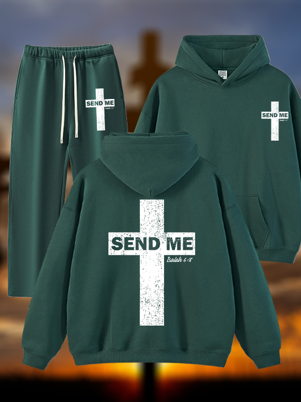 Send Me Isaiah 6:8 Jesus God Christian Plush Fleece-Lined Hoodie Set