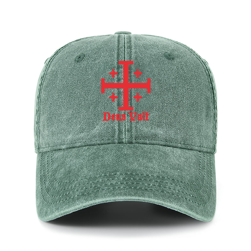 Heritage Washed Cap - Jerusalem Cross Deus Vult