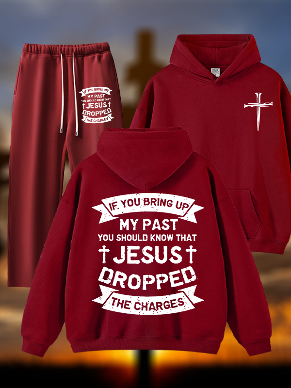 Jesus Dropped The Charges Jesus God Christian Plush Fleece-Lined Hoodie Set