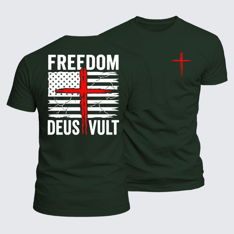Luxe Mercerized Cotton Tee - Deus Vult American Flag Freedom