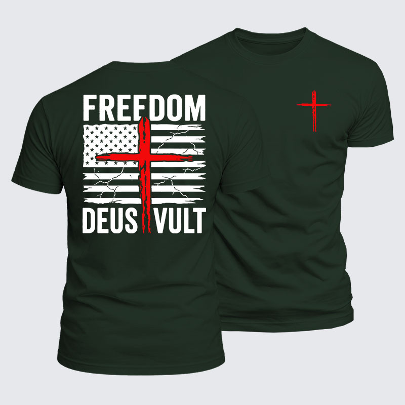 Luxe Mercerized Cotton Tee - Deus Vult American Flag Freedom