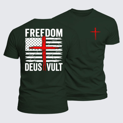 Luxe Mercerized Cotton Tee - Deus Vult American Flag Freedom