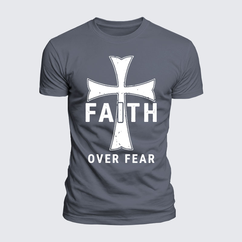 [Copy]Luxe Mercerized Cotton Tee - Faith Over Fear Knights Templar Crusader Cross