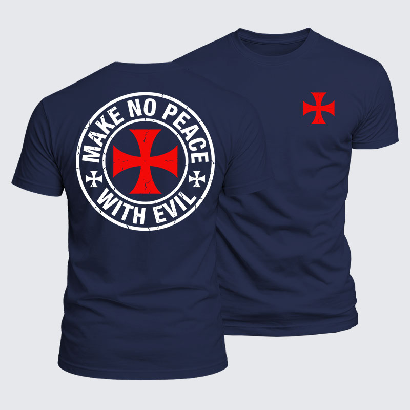 Luxe Mercerized Cotton Tee - Make No Peace with Evil Knight Templar Cross