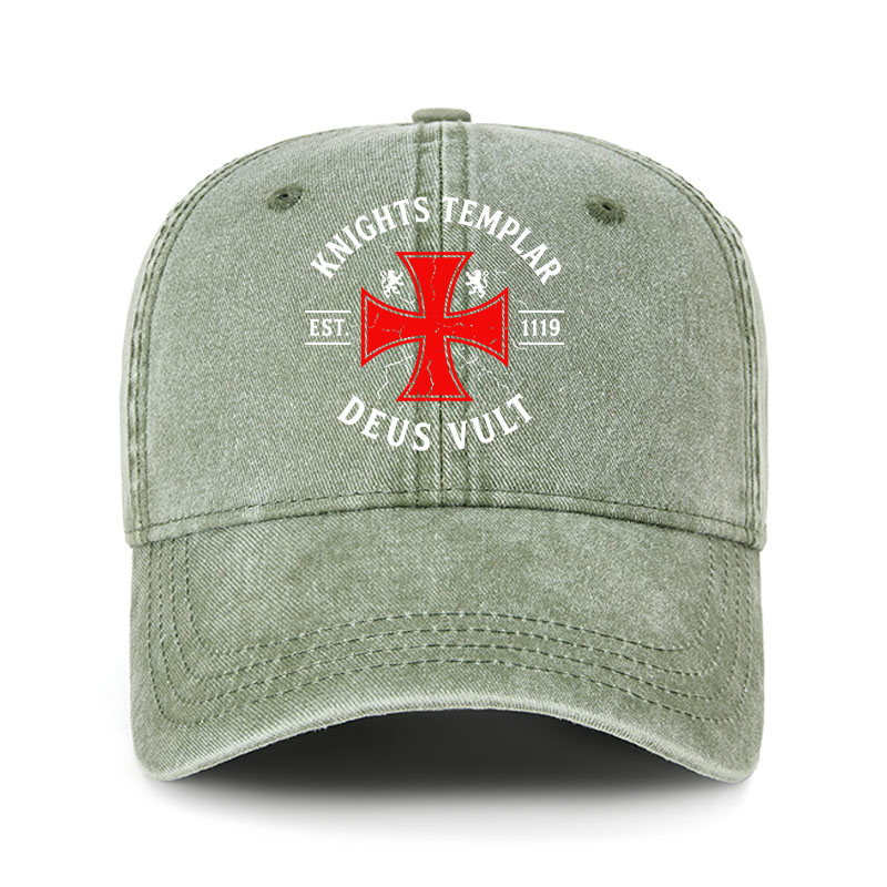 Heritage Washed Cap - Knights Templar Deus Vult