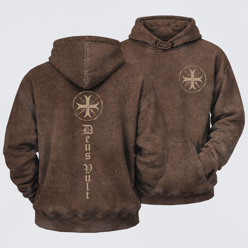 Washed Hoodie - Deus Vult
