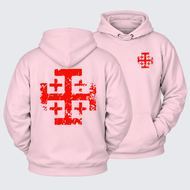 Plush Fleece-Lined Hoodie - Knights Templar Jerusalem Cross