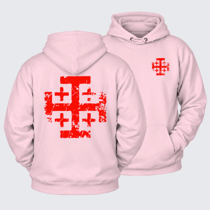 Plush Fleece-Lined Hoodie - Knights Templar Jerusalem Cross