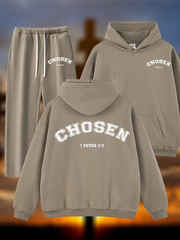 Chosen Jesus God Christian Plush Fleece-Lined Hoodie Set