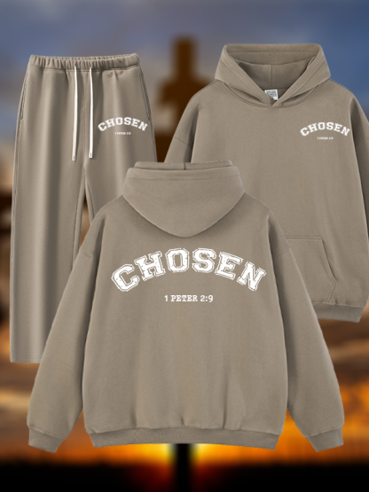 Chosen Jesus God Christian Plush Fleece-Lined Hoodie Set