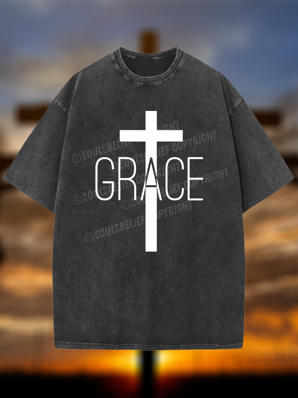 Grace Cross Christian Washed T-Shirt
