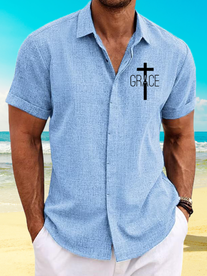 Grace Cross Jesus God Christian Short Sleeve Shirt